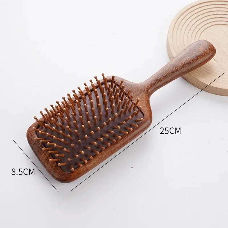 Cat Shaped Airbag Comb Golden Silk Sandalwood Handle round Handle Professional Hairdressing Salon Comb for Extensions And Wigs