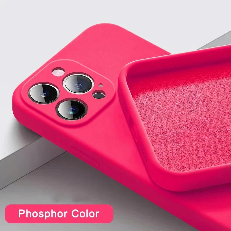 Official-Style Silicone Case for iPhone 15 & 16 Series – Shockproof Solid Color Cover with Fall & Collision Protection