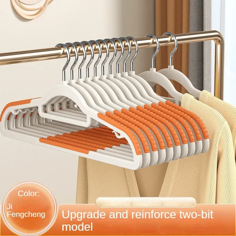 10PCS Non-Slip Clothes Hangers – No-Trace Hanger Set for Dorm, Bedroom & Closet Organization | Space-Saving Storage