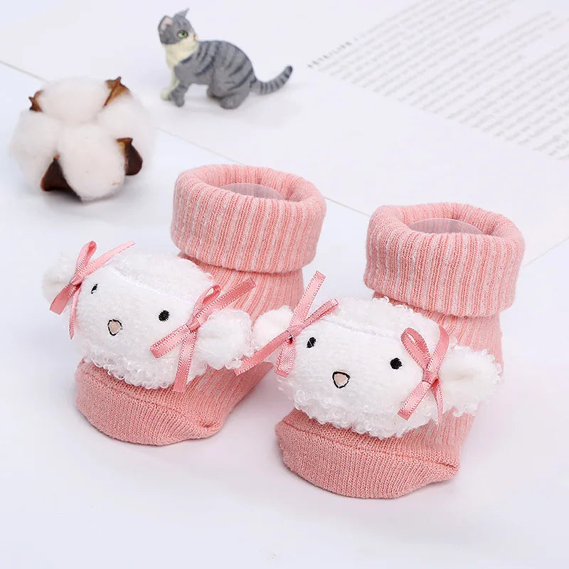 Baby Cartoon Socks Medium Tube Socks Non Slip Warm Cotton Socks Cute Children Socks Boys Girls Socks