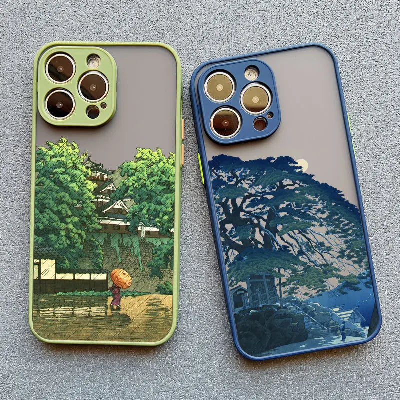 Japanese Landscape Aesthetic iPhone Case – Scenery Soft Back Cover for iPhone 14, 15, 16 Series