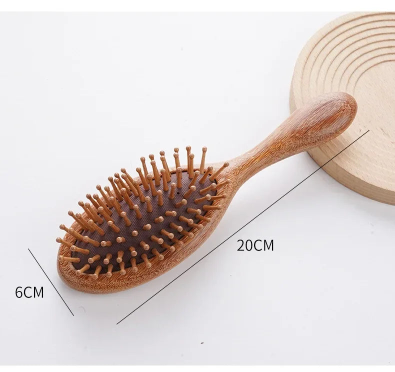 Cat Shaped Airbag Comb Golden Silk Sandalwood Handle round Handle Professional Hairdressing Salon Comb for Extensions And Wigs