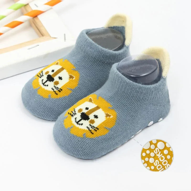 6 Pairs Baby Cotton Socks (0–5Y) – Soft Non-Slip Cartoon Socks for Newborns, Toddlers, Boys & Girls