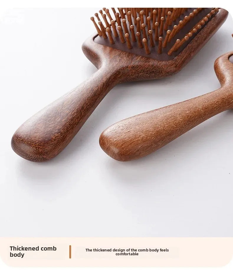 Cat Shaped Airbag Comb Golden Silk Sandalwood Handle round Handle Professional Hairdressing Salon Comb for Extensions And Wigs