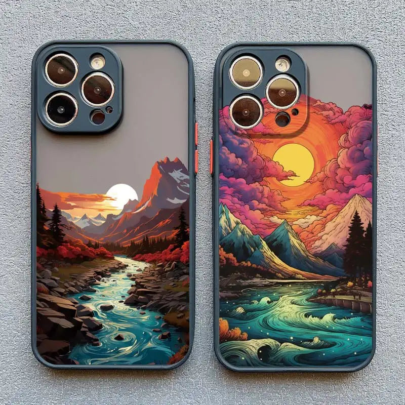 Sunrise Scenery iPhone Case – Gorgeous Mountain & River Cover for iPhone 14, 15, 16 Series