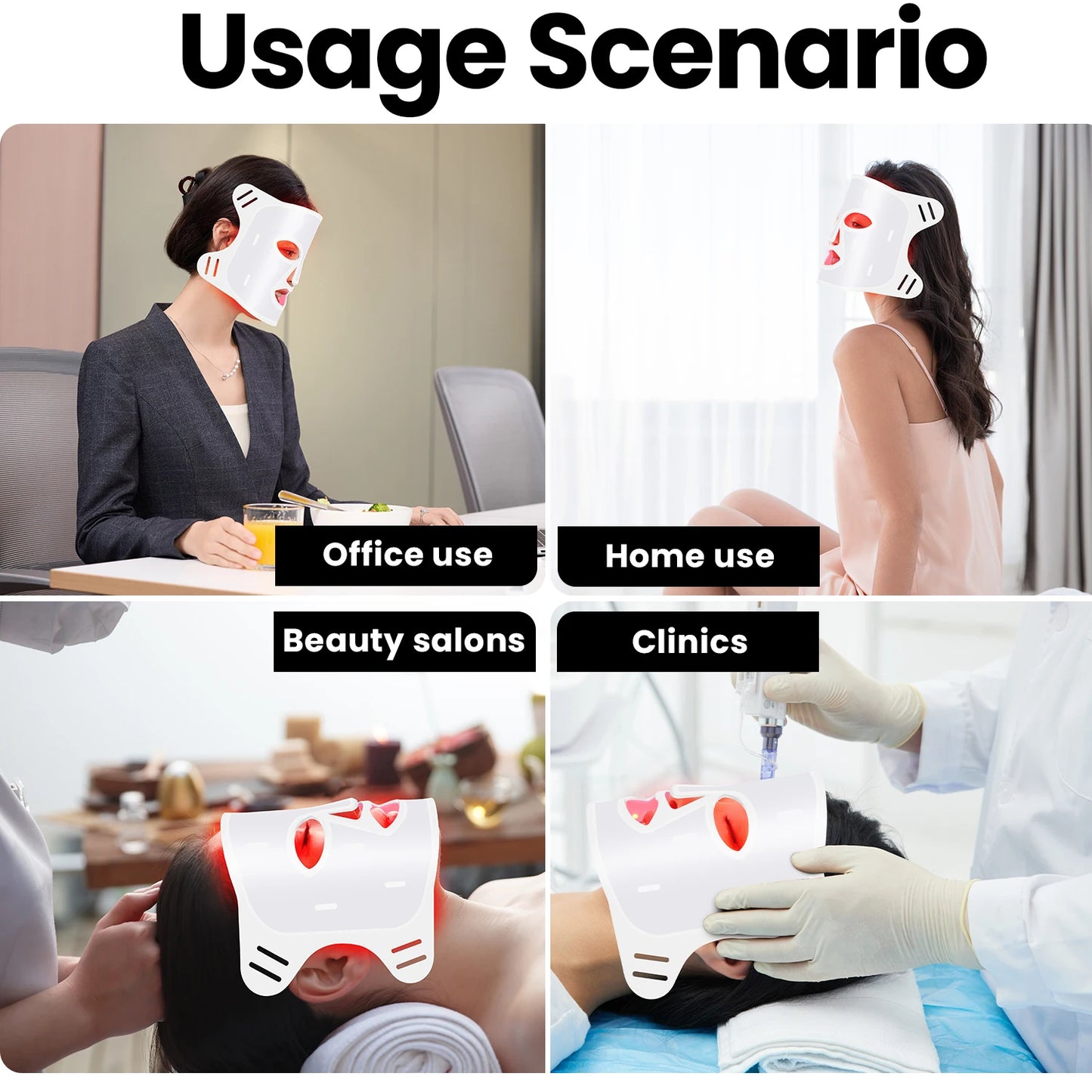 LED Face & Neck Mask – Red Light Therapy Beauty Mask 630nm, 415nm, 830nm for Skin Rejuvenation & Anti-Aging