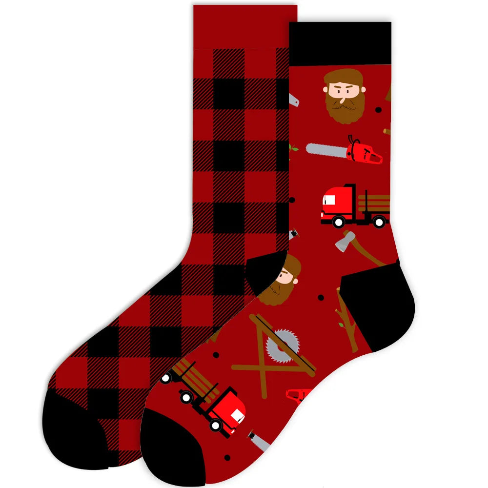 Men's socks original design happy socks animal food astronaut men's socks crew geometric women's socks halloween socks