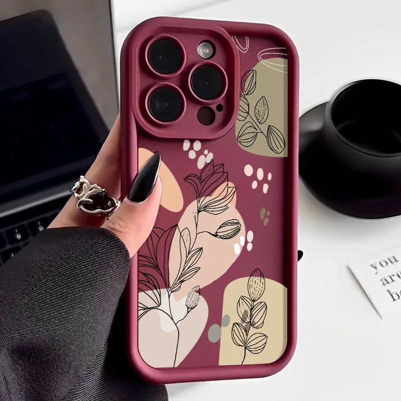 Magnolia Flower TPU iPhone Case – Shockproof Soft Silicone Bumper Cover for iPhone 16e, 16, 15 Pro Max, 14 Pro Max