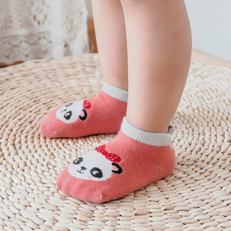 6 Pairs Kids Cotton Socks – Cute Cartoon Animal Non-Slip Floor Socks for Babies & Toddlers | Breathable & Comfy