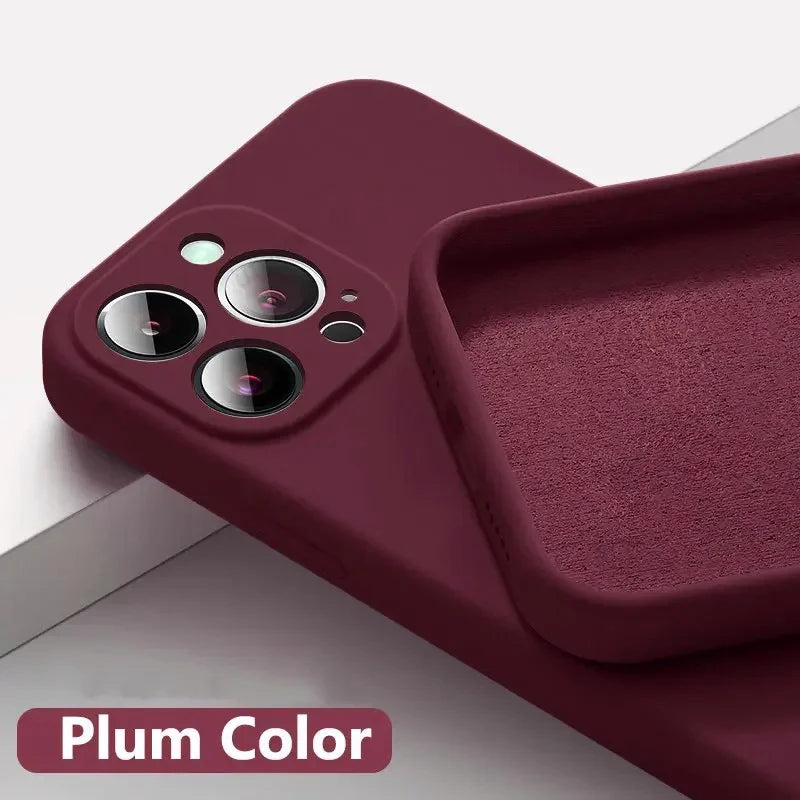 Official-Style Silicone Case for iPhone 15 & 16 Series – Shockproof Solid Color Cover with Fall & Collision Protection