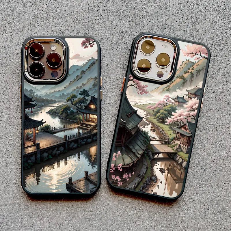 Mountain Peak Lake Vintage Silicone iPhone Case – Soft Protective Back Cover for iPhone 15 & 16 Series