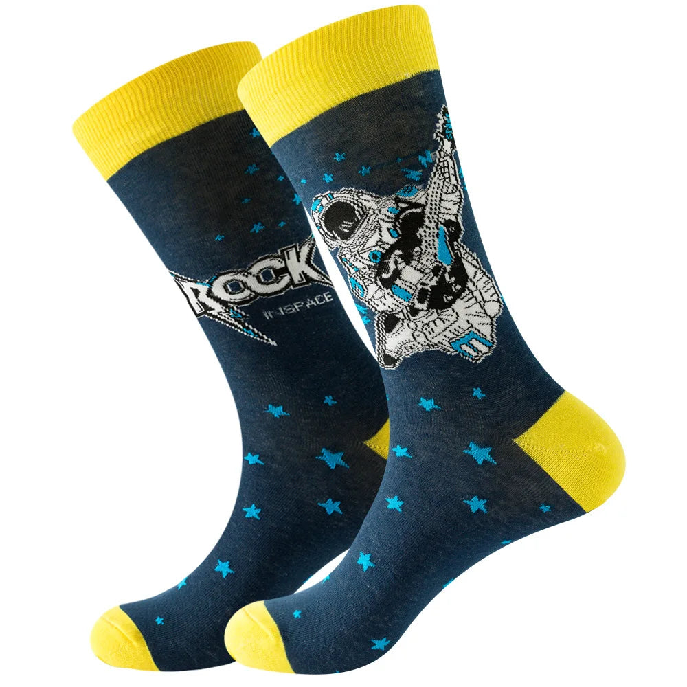 Men's socks original design happy socks animal food astronaut men's socks crew geometric women's socks halloween socks