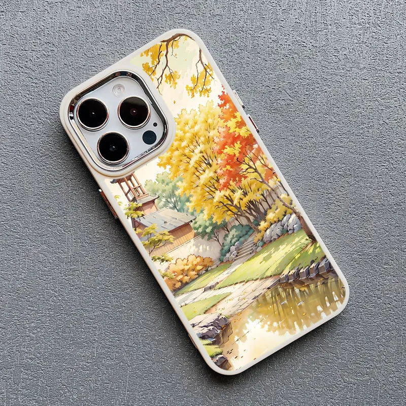 Mountain Peak Lake Vintage Silicone iPhone Case – Soft Protective Back Cover for iPhone 15 & 16 Series