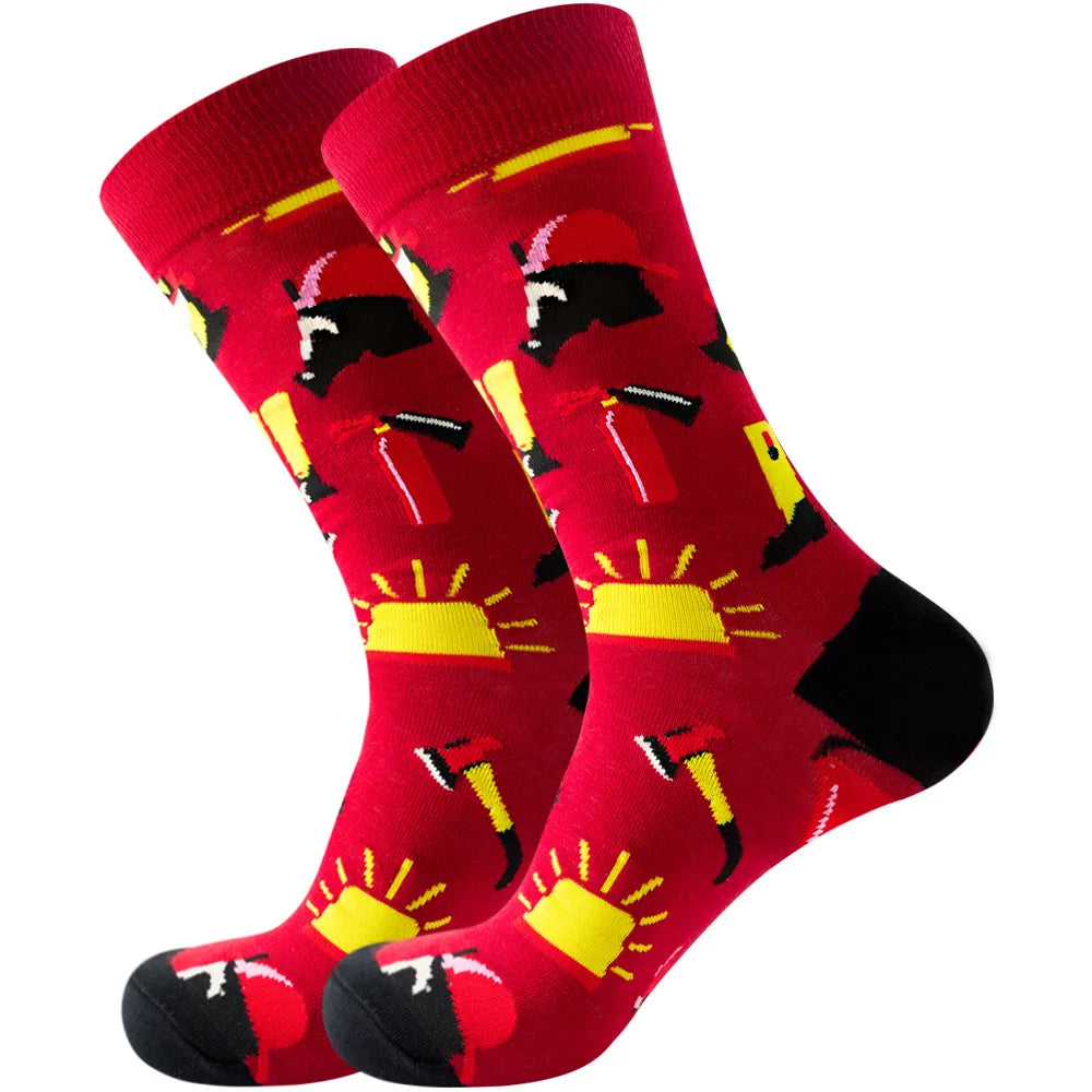 Men's socks original design happy socks animal food astronaut men's socks crew geometric women's socks halloween socks