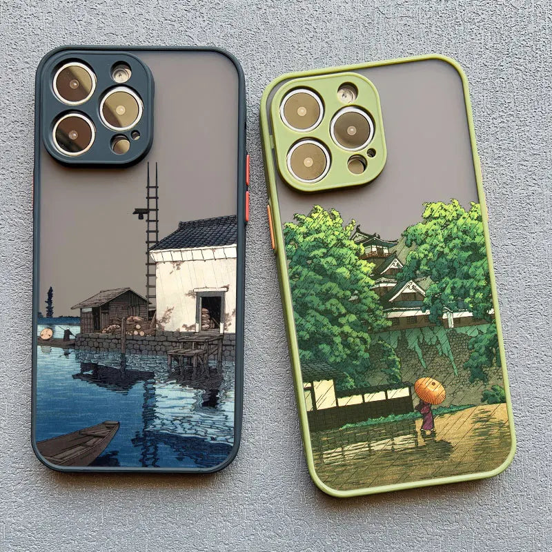 Japanese Landscape Aesthetic iPhone Case – Scenery Soft Back Cover for iPhone 14, 15, 16 Series