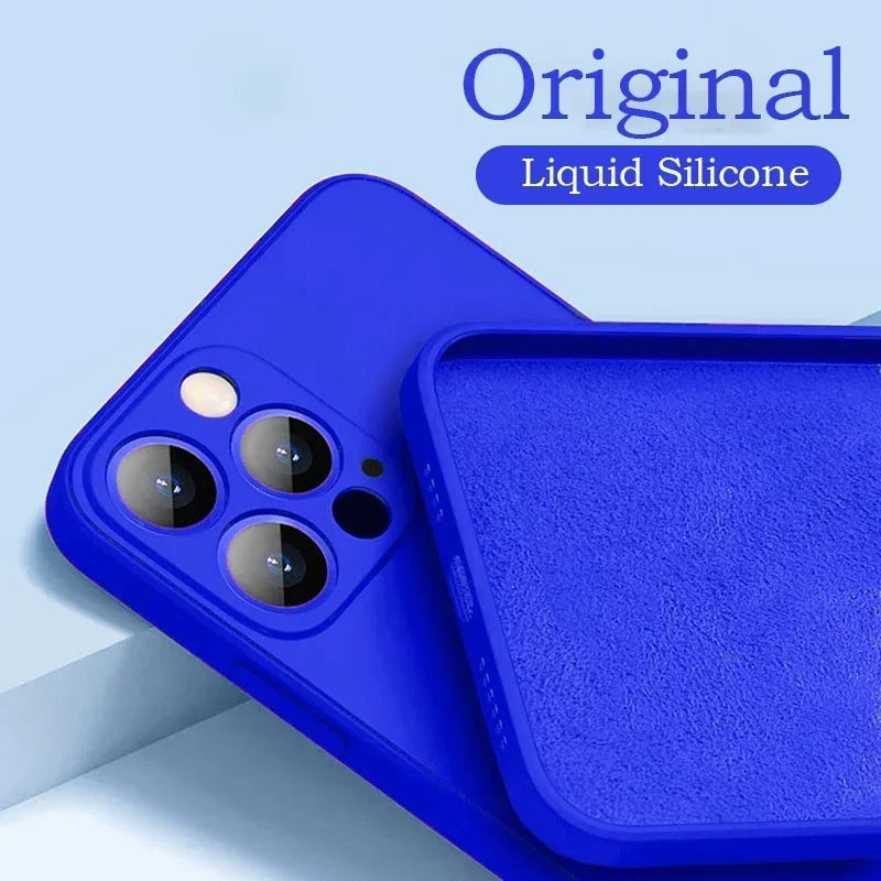 Official-Style Silicone Case for iPhone 15 & 16 Series – Shockproof Solid Color Cover with Fall & Collision Protection