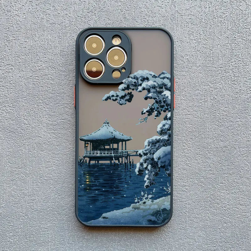 Japanese Landscape Aesthetic iPhone Case – Scenery Soft Back Cover for iPhone 14, 15, 16 Series