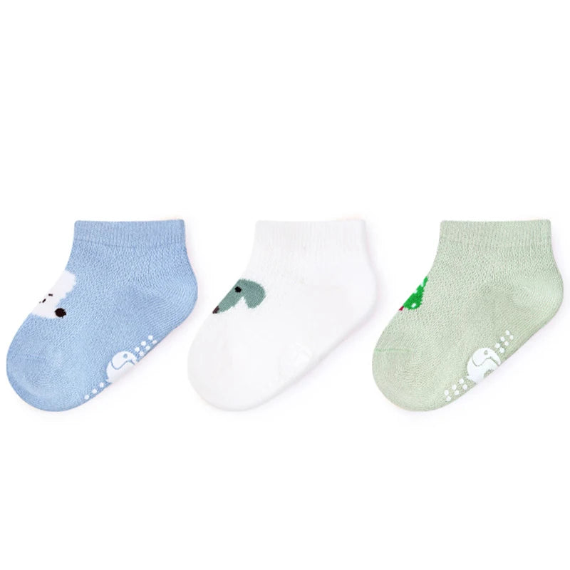 3 Pairs Baby Mesh Socks (0–5Y) – Breathable Anti-Slip Cartoon Boat Socks for Newborns & Toddlers – Unisex Summer Socks