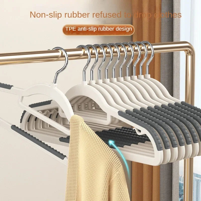 10PCS Non-Slip Clothes Hangers – No-Trace Hanger Set for Dorm, Bedroom & Closet Organization | Space-Saving Storage