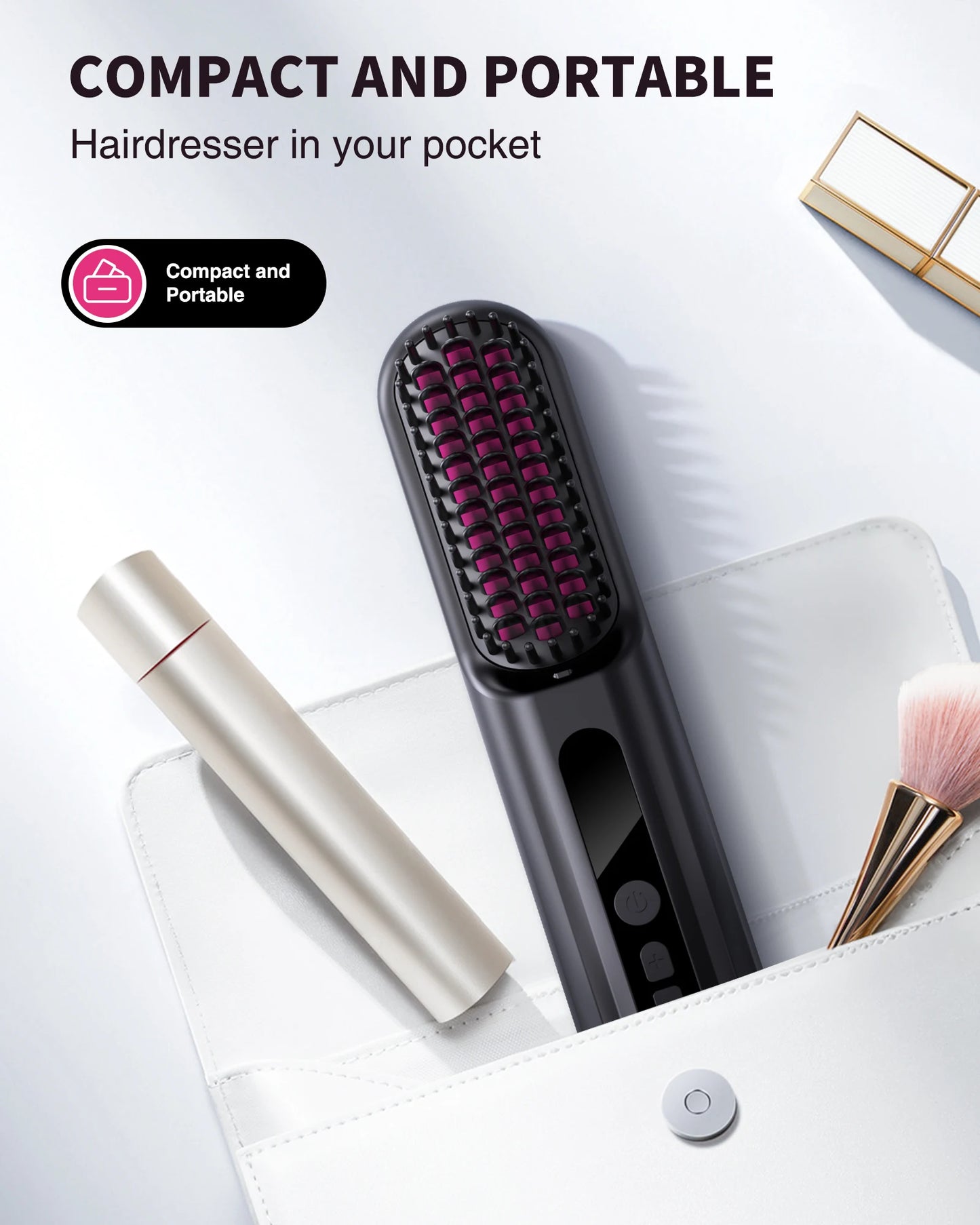Cordless Negative Ionic Hair Straightener Brush Hot Comb 5000mAh Hair Iron Straightener Hair Straightener and Curler Women Gift
