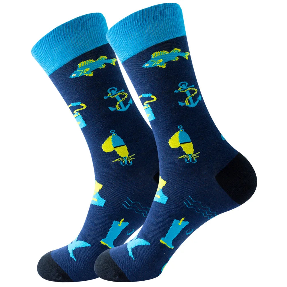 Men's socks original design happy socks animal food astronaut men's socks crew geometric women's socks halloween socks