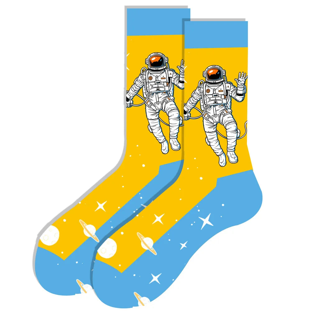 Men's socks original design happy socks animal food astronaut men's socks crew geometric women's socks halloween socks