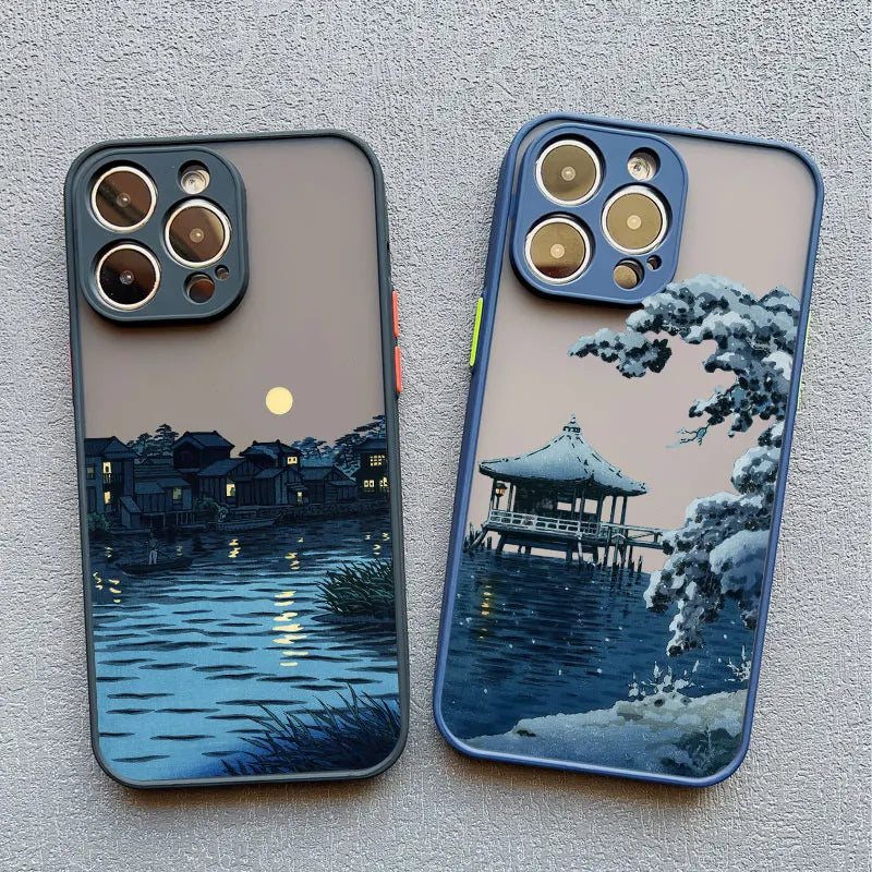 Japanese Landscape Aesthetic iPhone Case – Scenery Soft Back Cover for iPhone 14, 15, 16 Series