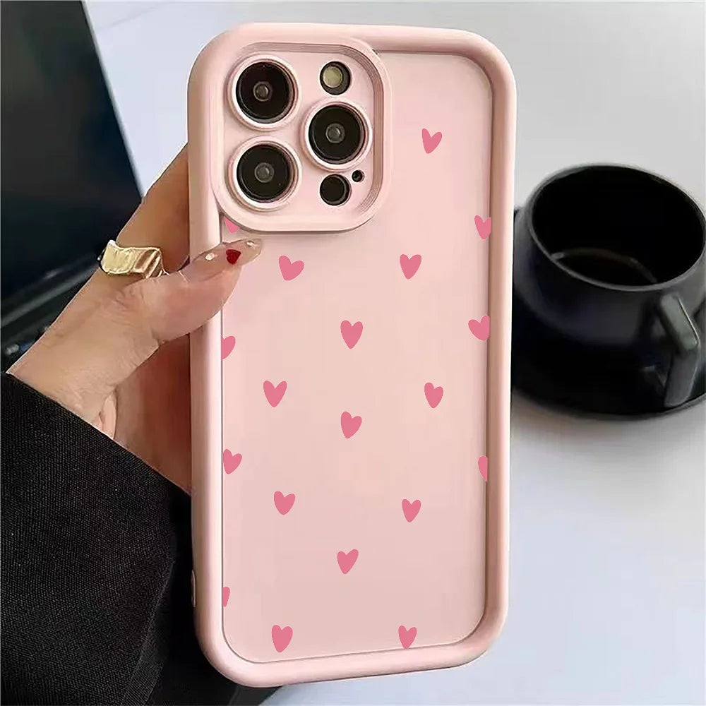 Luxury Black Love Heart Case for Xiaomi Redmi – Full Screen Soft Cover for Note 14, 13, 12, 11 Pro Plus, 5G, 12S, 11S, 10S, 14C, 13C, 12C