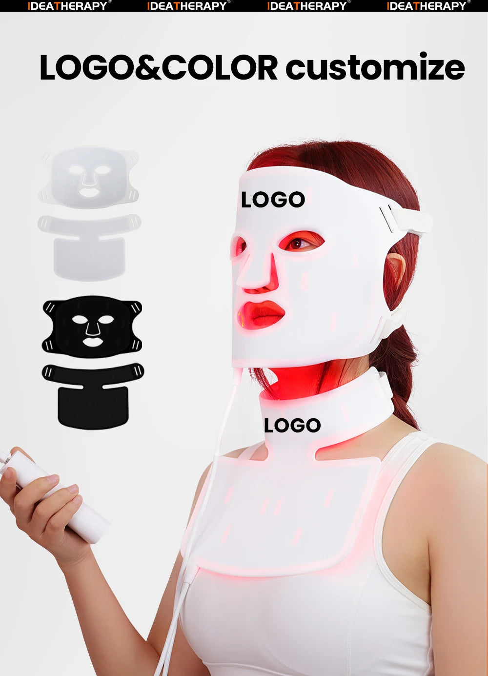 LED Face & Neck Mask – Red Light Therapy Beauty Mask 630nm, 415nm, 830nm for Skin Rejuvenation & Anti-Aging