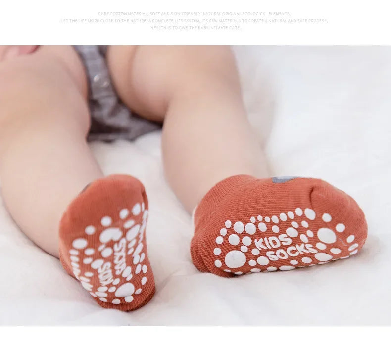6 Pairs Baby Cotton Socks (0–5Y) – Soft Non-Slip Cartoon Socks for Newborns, Toddlers, Boys & Girls
