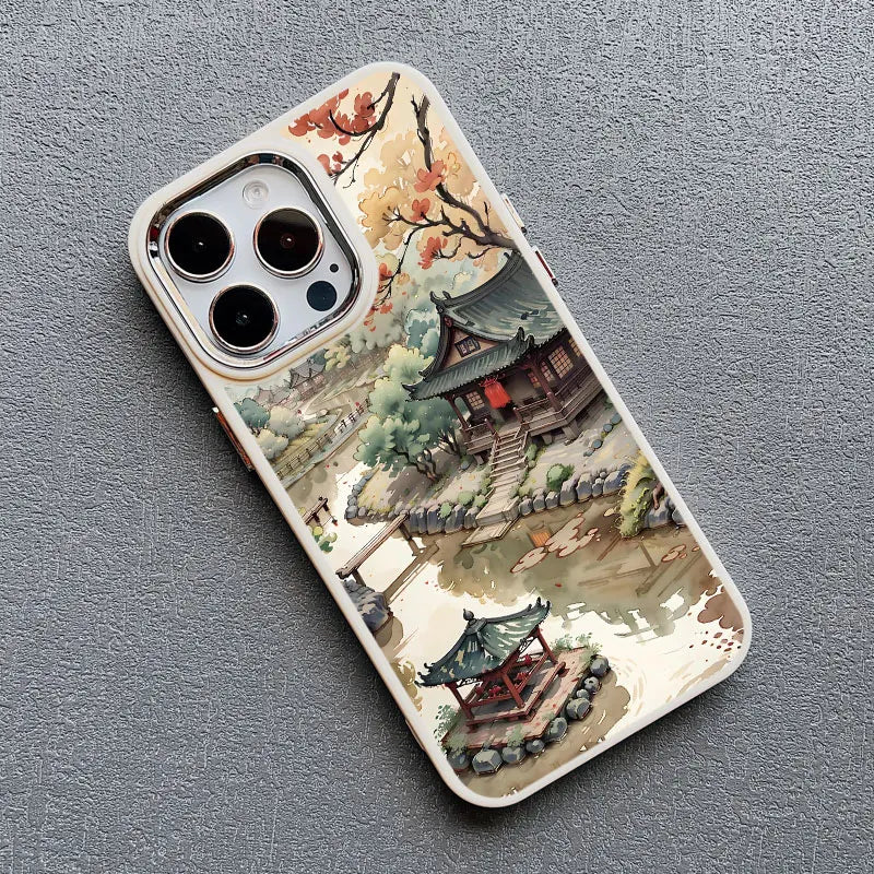 Mountain Peak Lake Vintage Silicone iPhone Case – Soft Protective Back Cover for iPhone 15 & 16 Series