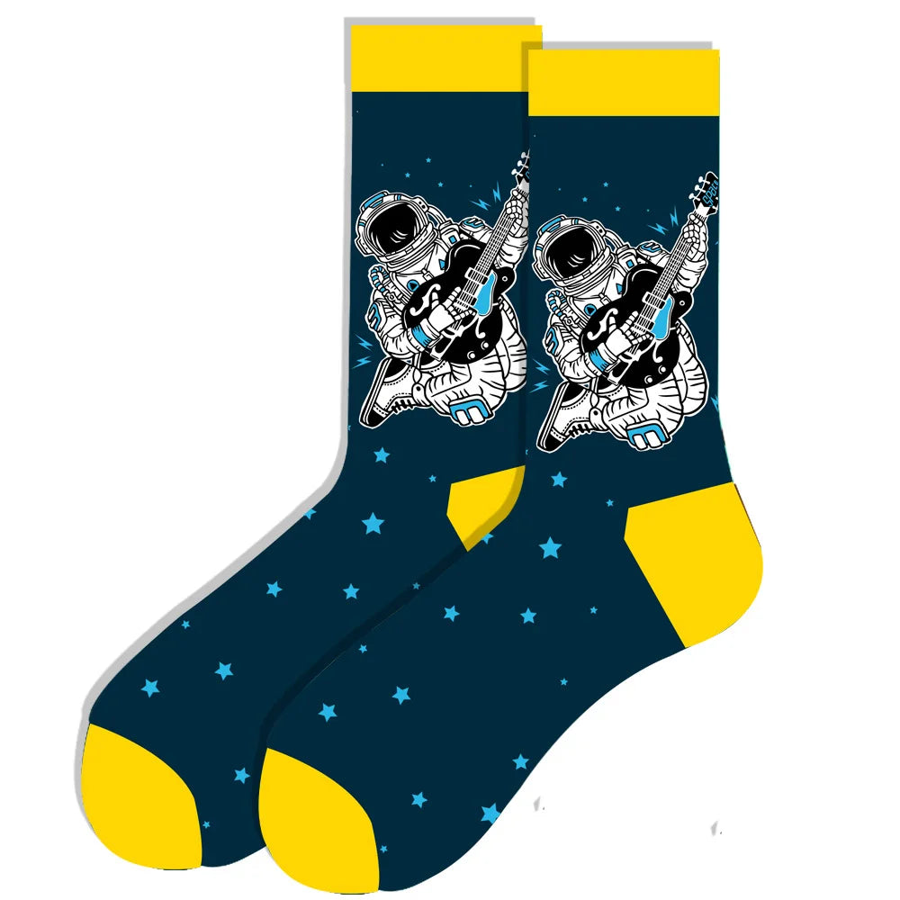 Men's socks original design happy socks animal food astronaut men's socks crew geometric women's socks halloween socks