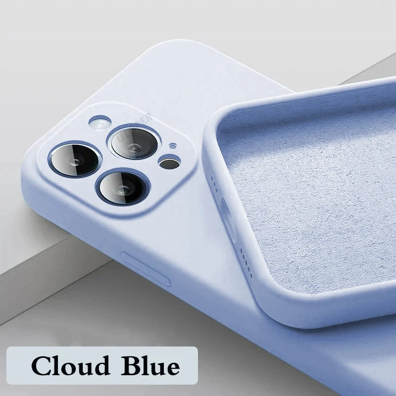 Official-Style Silicone Case for iPhone 15 & 16 Series – Shockproof Solid Color Cover with Fall & Collision Protection