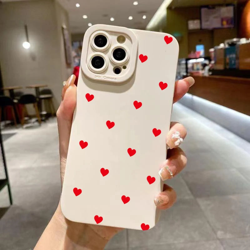 Cute Red Heart iPhone Case – Soft Cover for iPhone 11, 12, 13, 14, 15, Pro Max, XR, XS, X, 7, 8 Plus