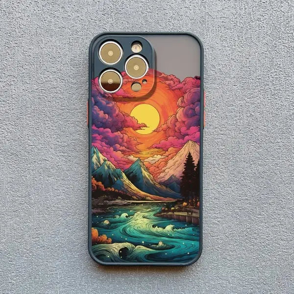 Sunrise Scenery iPhone Case – Gorgeous Mountain & River Cover for iPhone 14, 15, 16 Series