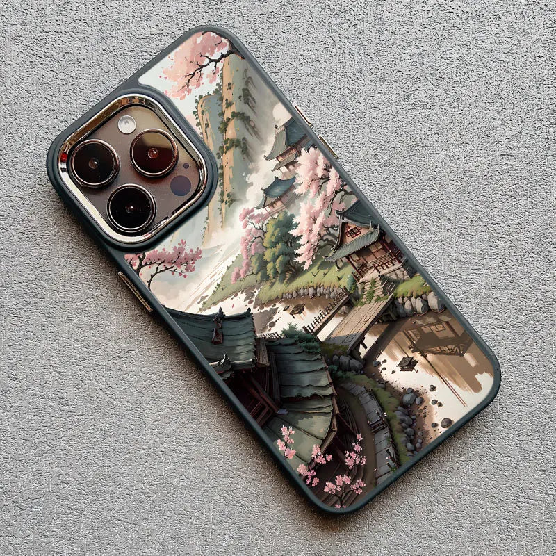 Mountain Peak Lake Vintage Silicone iPhone Case – Soft Protective Back Cover for iPhone 15 & 16 Series