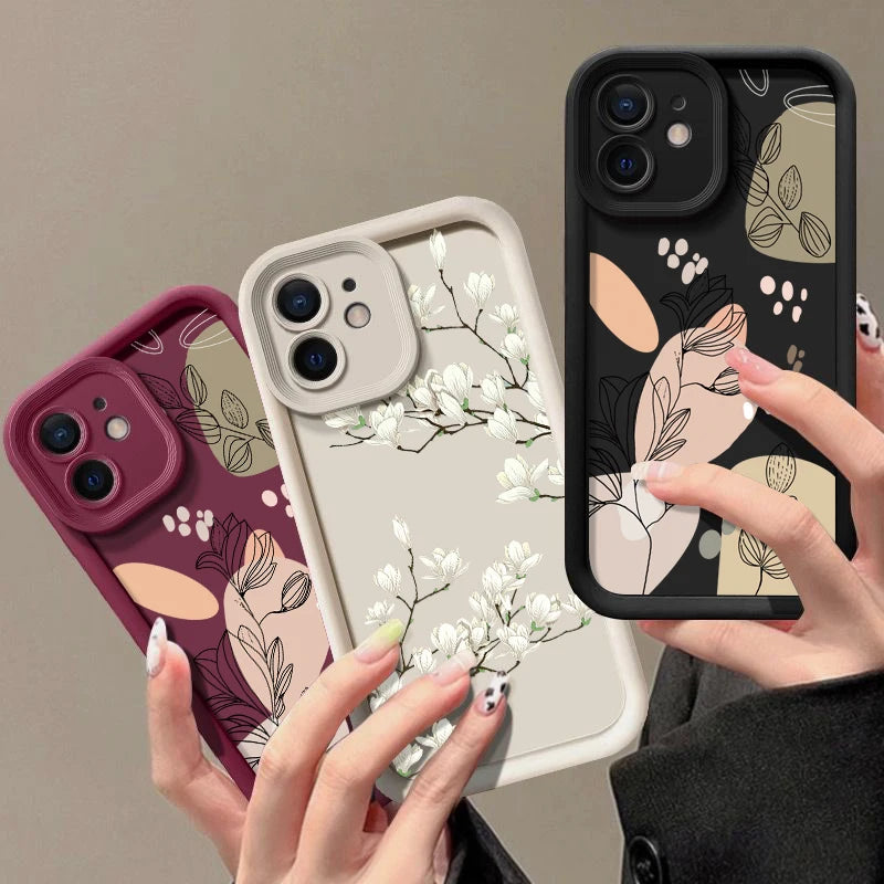 Magnolia Flower TPU iPhone Case – Shockproof Soft Silicone Bumper Cover for iPhone 16e, 16, 15 Pro Max, 14 Pro Max