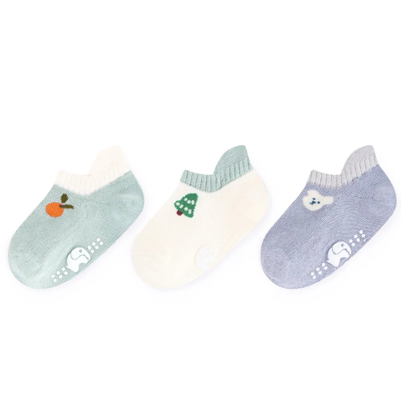 3 Pairs Baby Mesh Socks (0–5Y) – Breathable Anti-Slip Cartoon Boat Socks for Newborns & Toddlers – Unisex Summer Socks