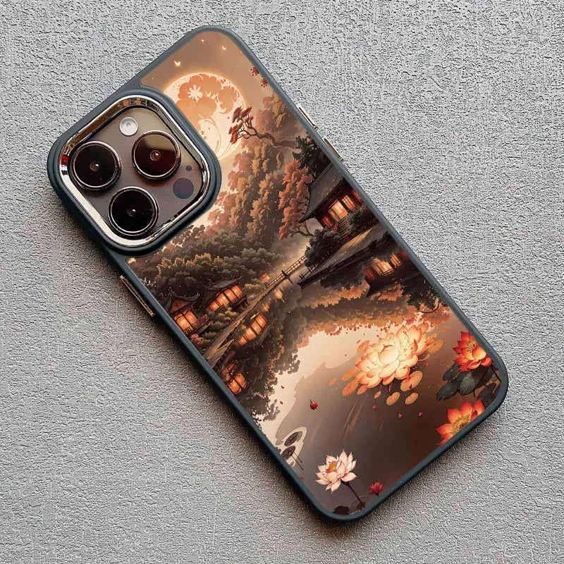 Mountain Peak Lake Vintage Silicone iPhone Case – Soft Protective Back Cover for iPhone 15 & 16 Series