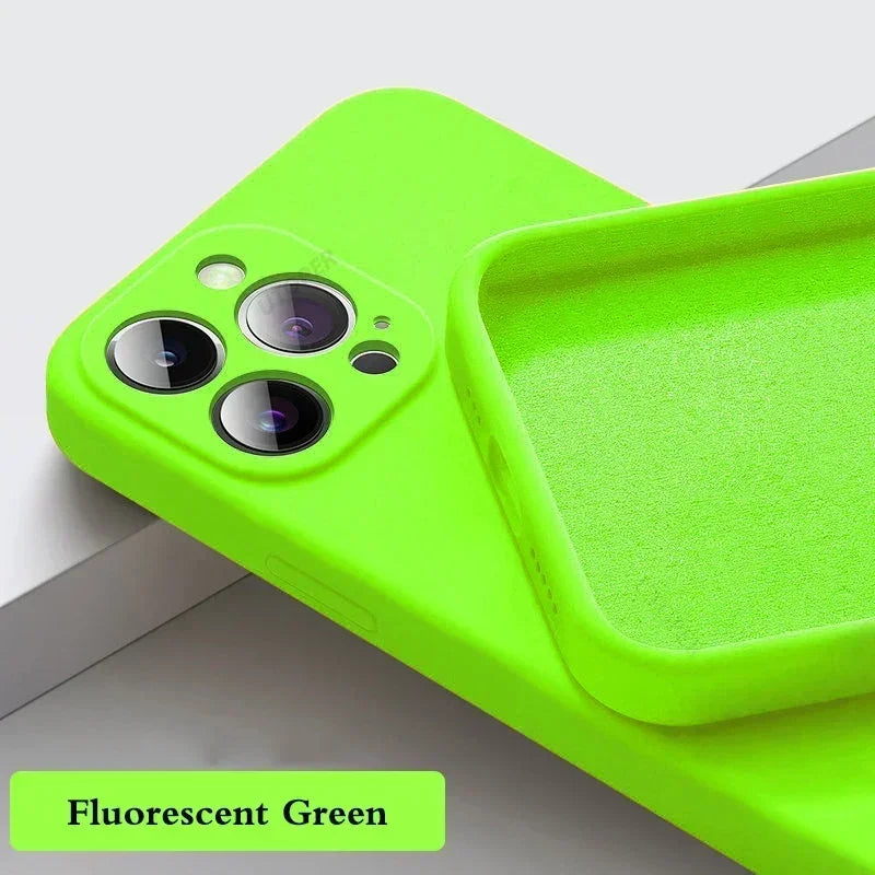 Official-Style Silicone Case for iPhone 15 & 16 Series – Shockproof Solid Color Cover with Fall & Collision Protection