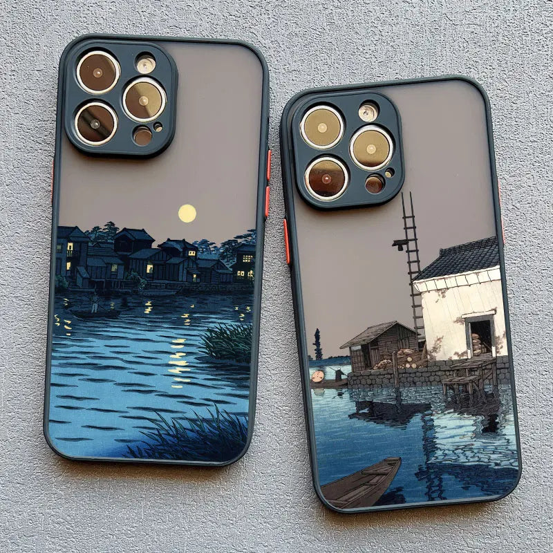 Japanese Landscape Aesthetic iPhone Case – Scenery Soft Back Cover for iPhone 14, 15, 16 Series