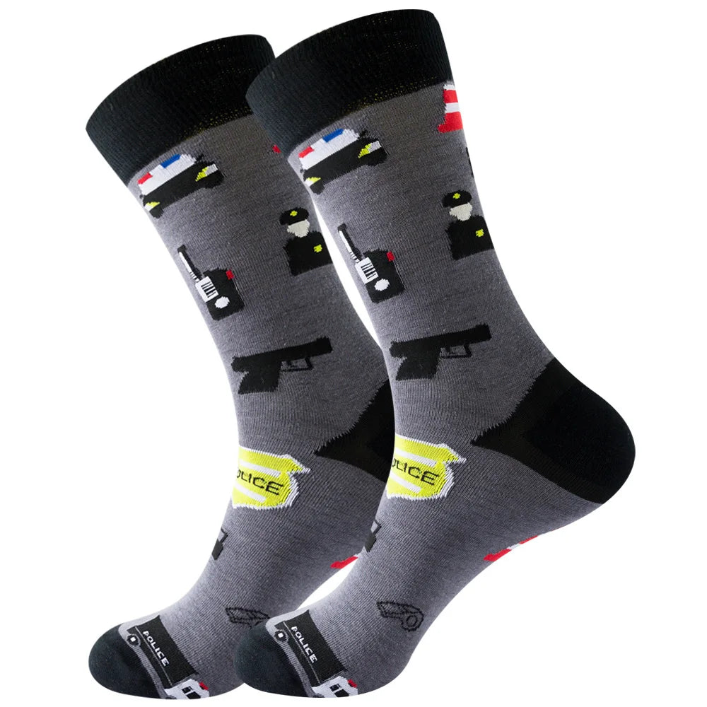 Men's socks original design happy socks animal food astronaut men's socks crew geometric women's socks halloween socks
