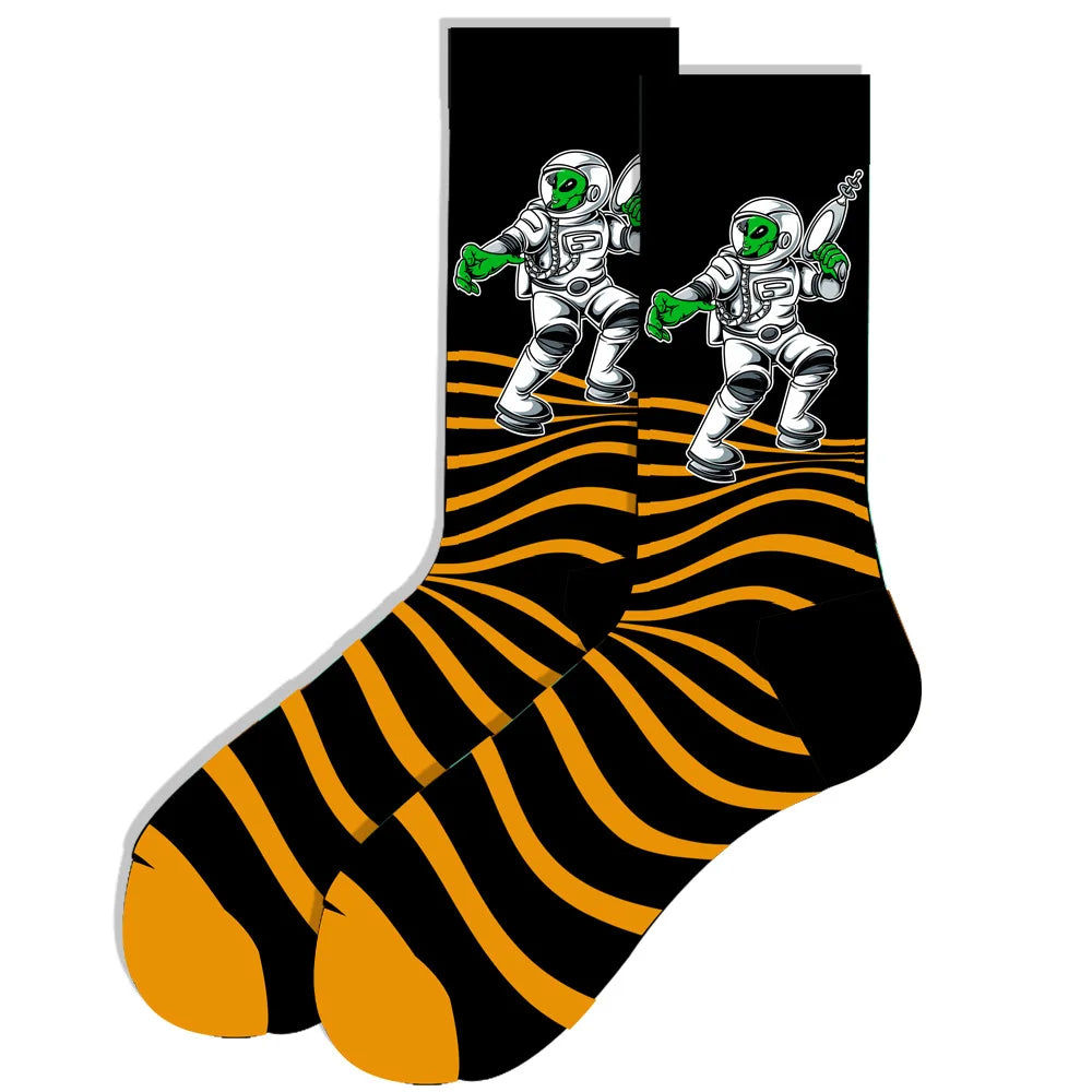 Men's socks original design happy socks animal food astronaut men's socks crew geometric women's socks halloween socks