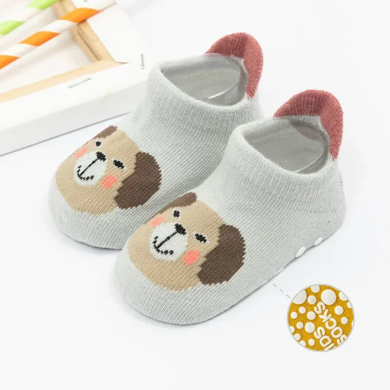 6 Pairs Baby Cotton Socks (0–5Y) – Soft Non-Slip Cartoon Socks for Newborns, Toddlers, Boys & Girls