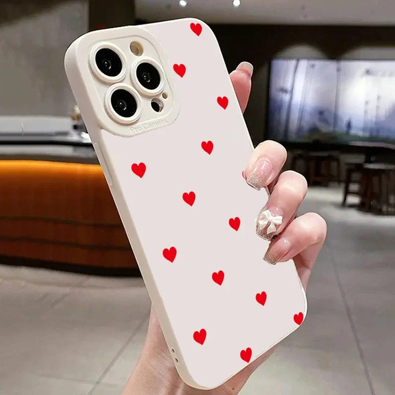 Cute Red Heart iPhone Case – Soft Cover for iPhone 11, 12, 13, 14, 15, Pro Max, XR, XS, X, 7, 8 Plus