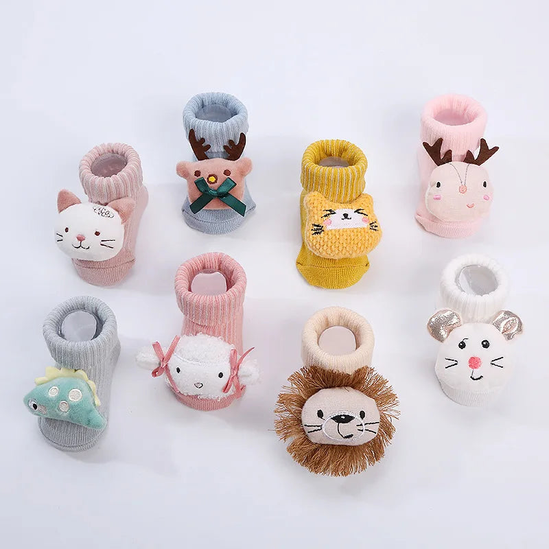 Baby Cartoon Socks Medium Tube Socks Non Slip Warm Cotton Socks Cute Children Socks Boys Girls Socks