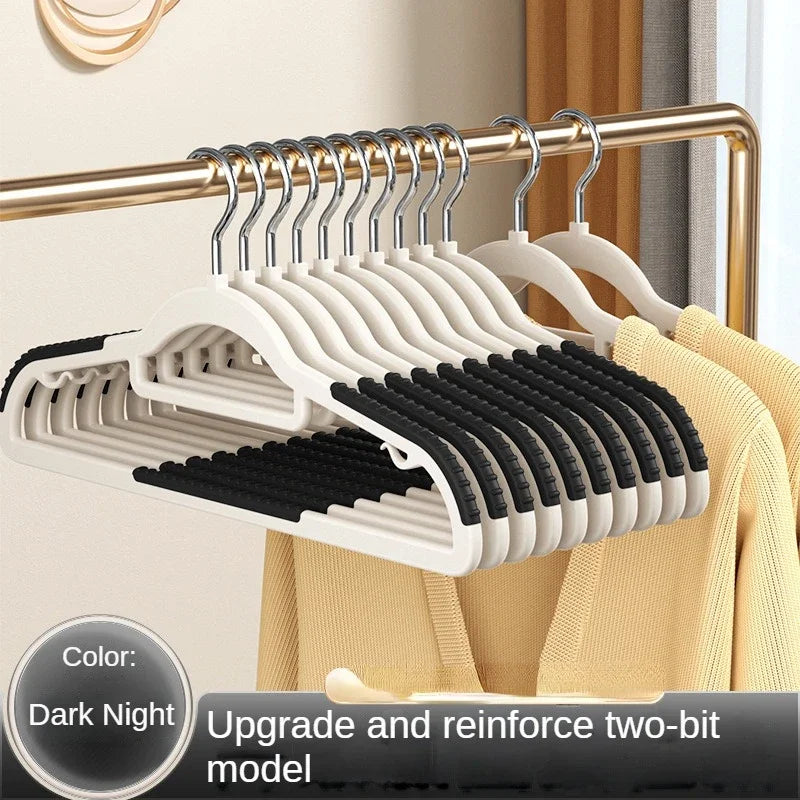 10PCS Non-Slip Clothes Hangers – No-Trace Hanger Set for Dorm, Bedroom & Closet Organization | Space-Saving Storage