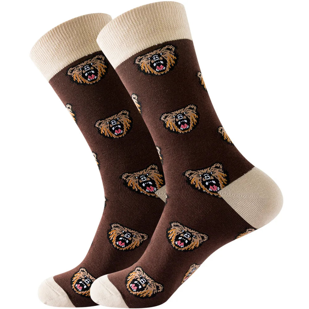 Men's socks original design happy socks animal food astronaut men's socks crew geometric women's socks halloween socks