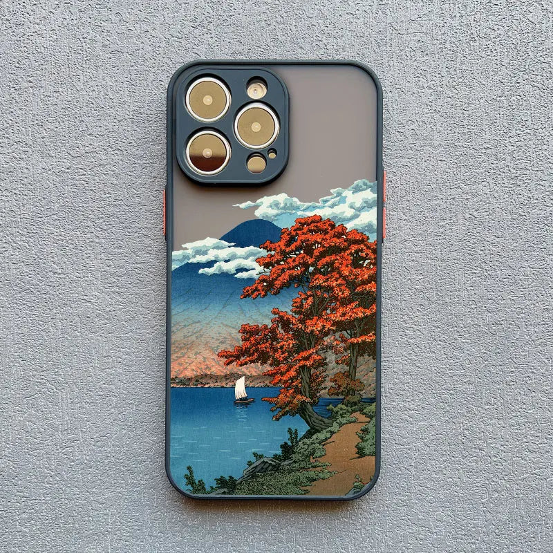 Japanese Landscape Aesthetic iPhone Case – Scenery Soft Back Cover for iPhone 14, 15, 16 Series