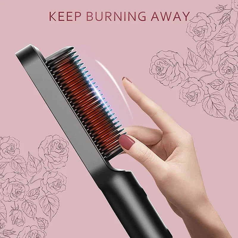 3 in 1 Electric Hot Heating Comb Hair Straightener Curler Wet Dry Hair Iron Straightening Brush Hair Styling Tool